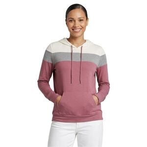 Market & Spruce Colorblock Hoodie Burgundy Gray Off White Women 1X NWT